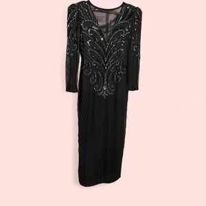 A.J. Bari Black Sequin-Embellished Maxi Dress